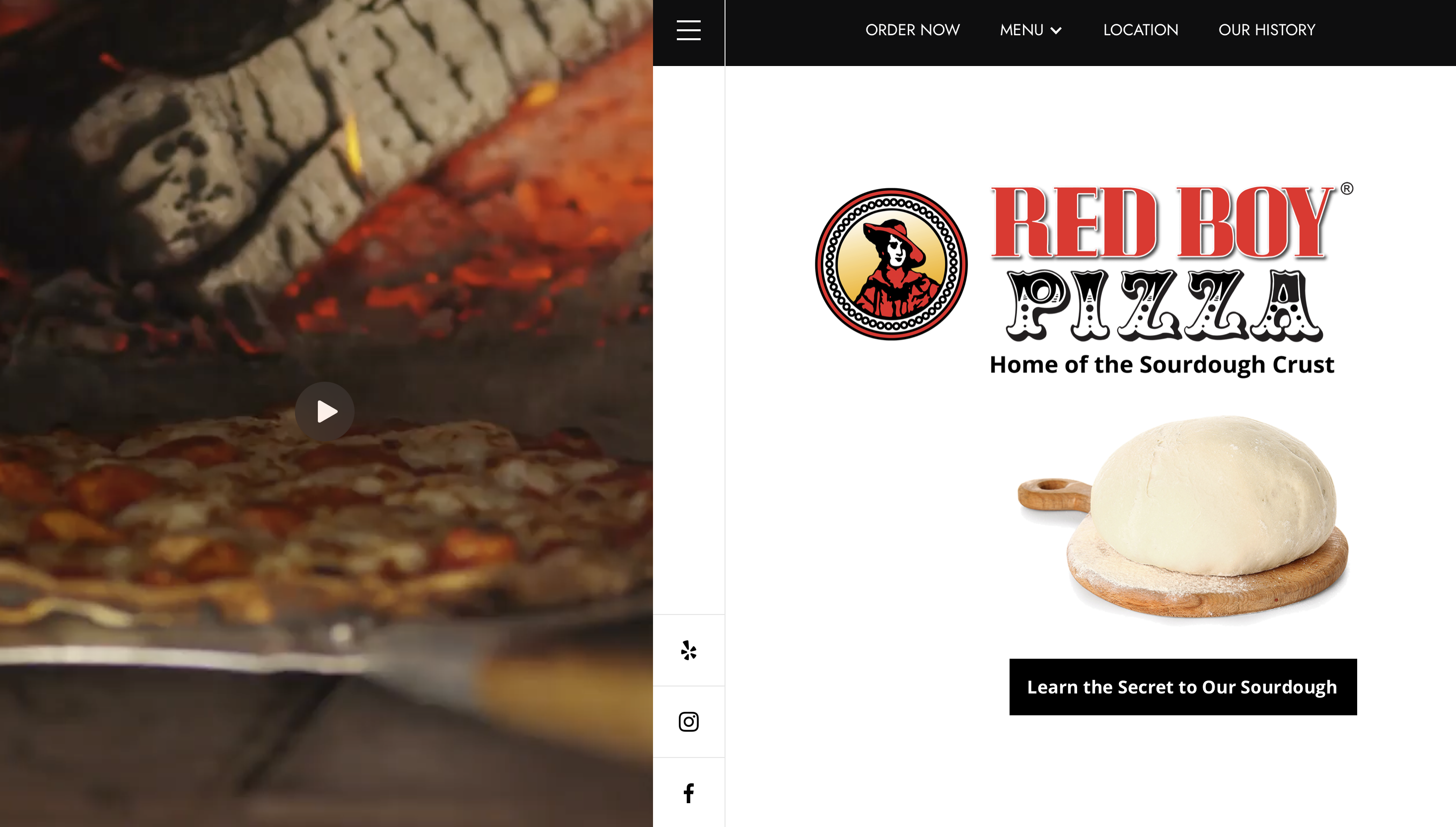Red Boy Pizza website homepage