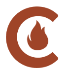 Red-orange letter C with a flame icon inside, representing creativity and energy.

